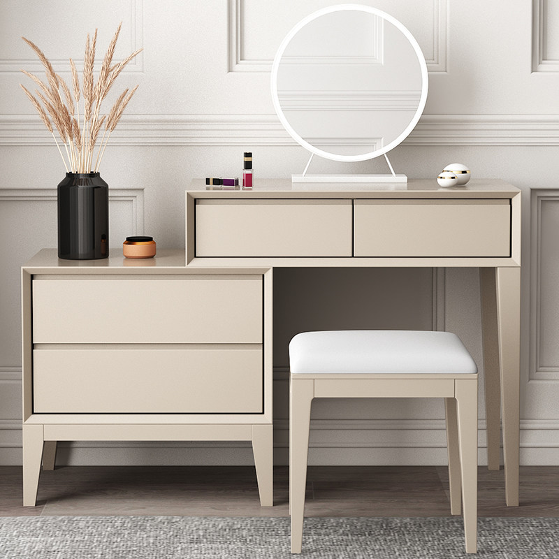 Italian light luxury solid wood dressing table net red LED makeup mirror makeup table minimalist bedroom TV cabinet dressing table integrated cabinet