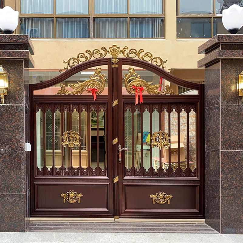 Hiyu Courtyard Gate Wall Gates Double Doors Aluminum Art Gate Villa to open door Pan electric gate countryside