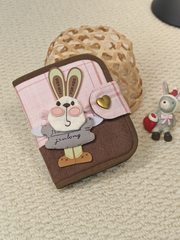 Original Handmade Pink Checkered Cute Little Rabbit Color-Blocked Short Wallet Portable Retro Card Holder Cartoon Color-Blocked Wallet Original Handmade Pink Checkered Cute Little Rabbit Color-Blocked Short Wallet Portable Retro Card Holder Cartoon Color-Blocked Wallet