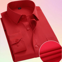 Spring and autumn wear thin shirt men long sleeve business leisure this year big red shirt mens top plus fat plus size