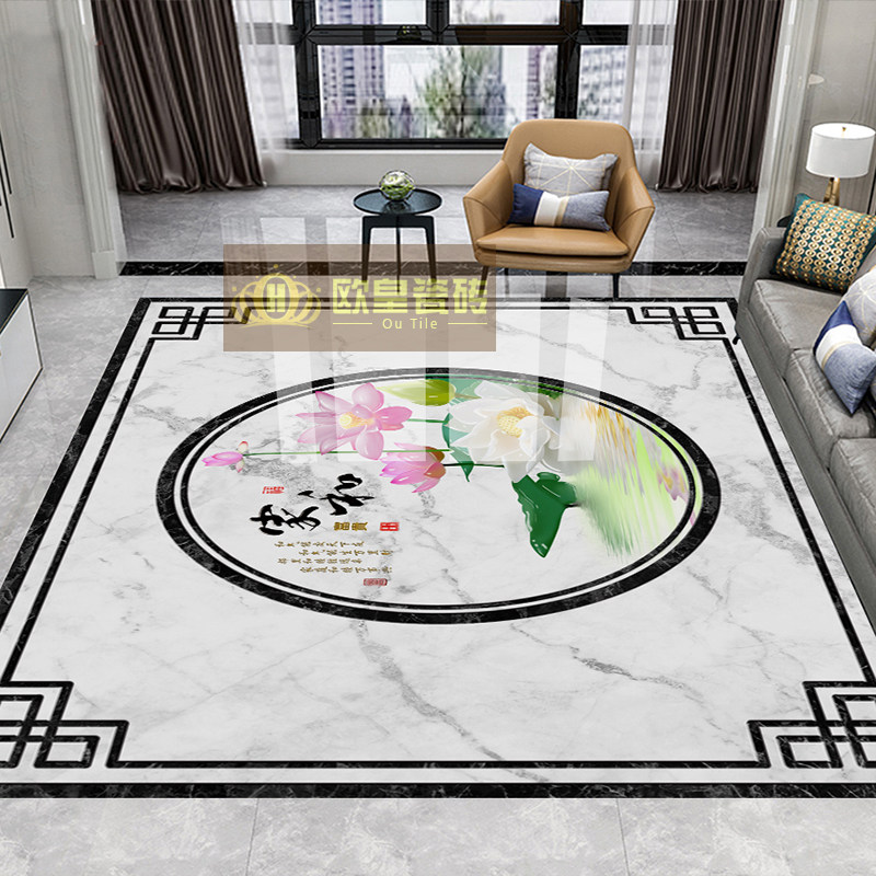 Custom pattern ground floor brick 800x800 New Chinese living room parquet tiles into the family Xuanguan Microstone floor tiles