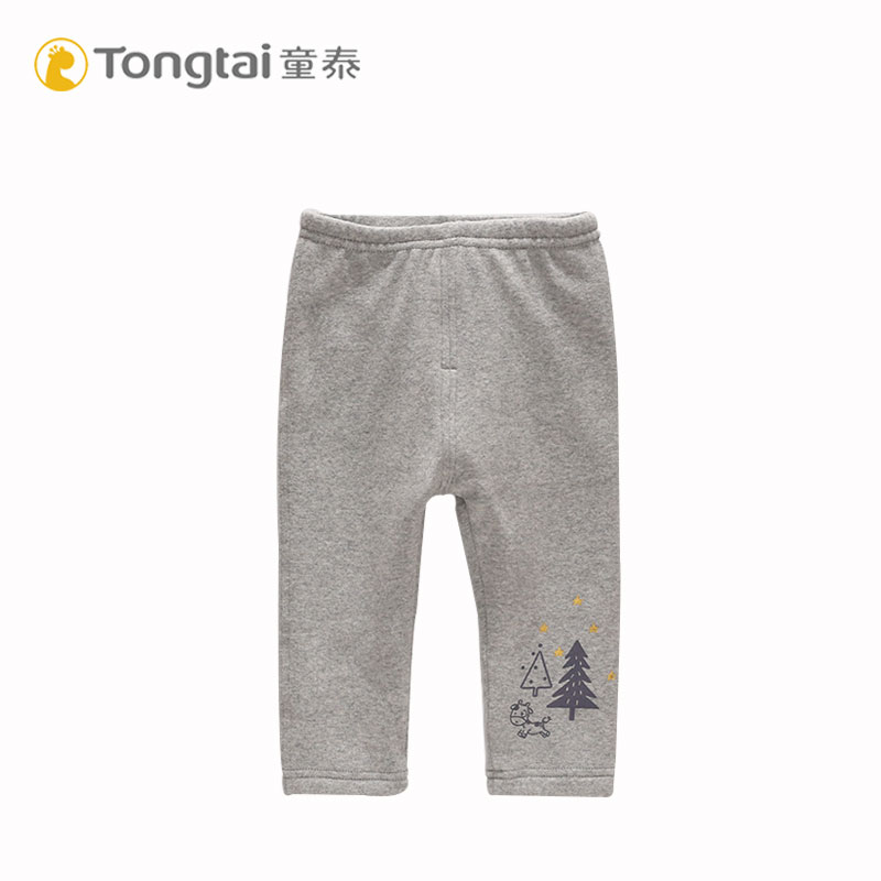 Tongtai autumn and winter new baby thickened velvet inside pants 1-3 years old men and women treasure pants high waist pants outside
