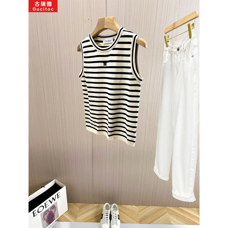 Gucitoc Thousand-Layer Vest! Arc De Triomphe Striped Knitted Vest for Women, New Summer Fashionable Slimming Top