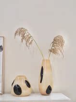 Fan-style spot milk oil color glass medieval glazed vase swing piece living-room floral American modern light luxury high level