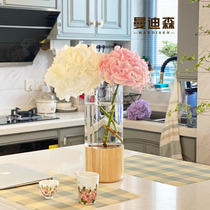 Nordic American Wood Tox Minimalist Transparent Glass Vase Pendulum room Flower Arrangement Hanging Bell Horse Drunken Wood Water Nurser