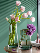 Nordic light lavish Phnom Penh glass vase hem Living room flower arrangement Creative Jane about water Flowers Lily Rose Table