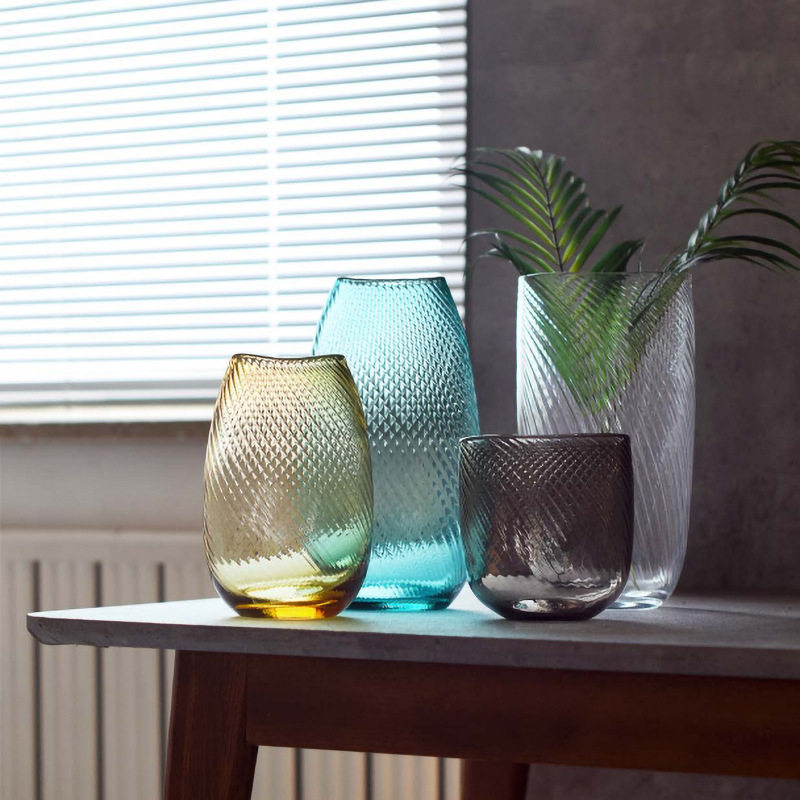 Nordic modern minimalist creative transparent stained glass vase pendulum in the livingroom floral floral floral floral flower