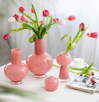 2023 New Pink Glazed Vases Handmade Glass Vases Superior Floral Floral Floral Floral Room Table Hem
