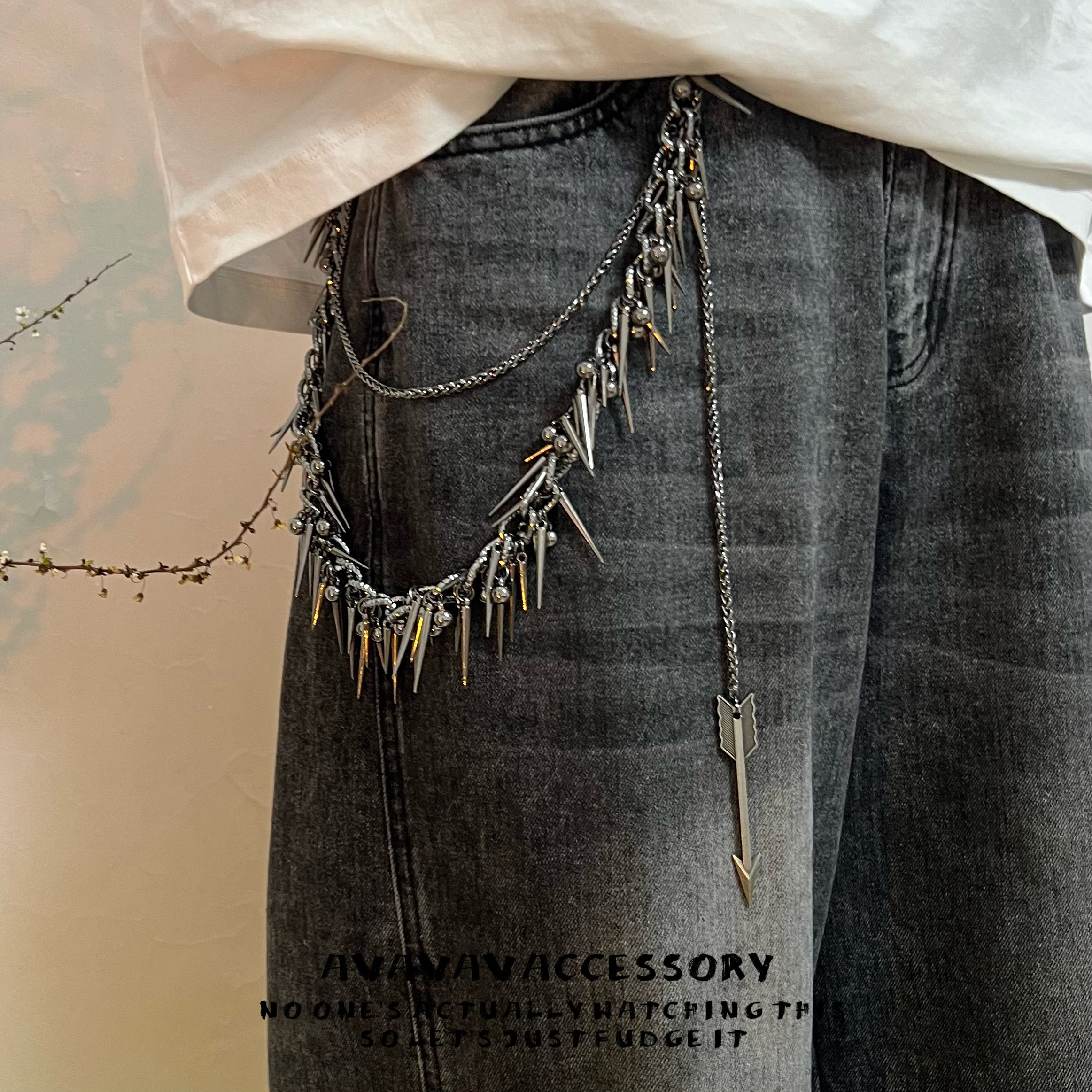 Avavav new hip-hop punk chain jeans waist chain rivet heavy-duty