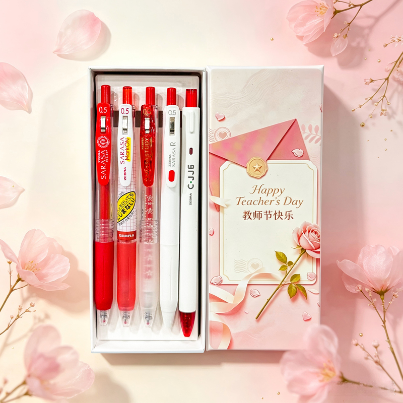 [Gift Box] Japanese Pilot Zebra Set of Red Pens for Teachers to Grade Homework, Special Teacher's Day Gift