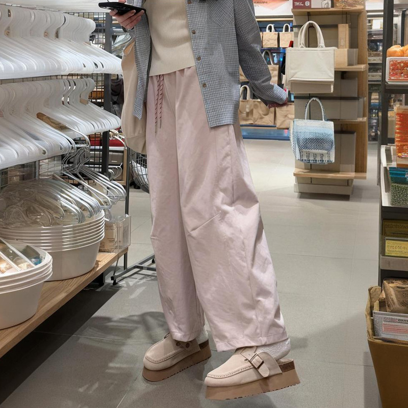 Japanese-Style Sweet Pink Balloon Pants for Women 2026 New Trendy Popular Petite Casual Cropped Wide-Leg Harem Pants