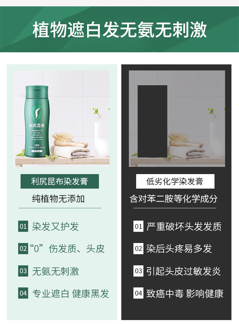 日本最知名天然染发膏 利尻昆布 200g*2瓶 纯植物无添加 图13