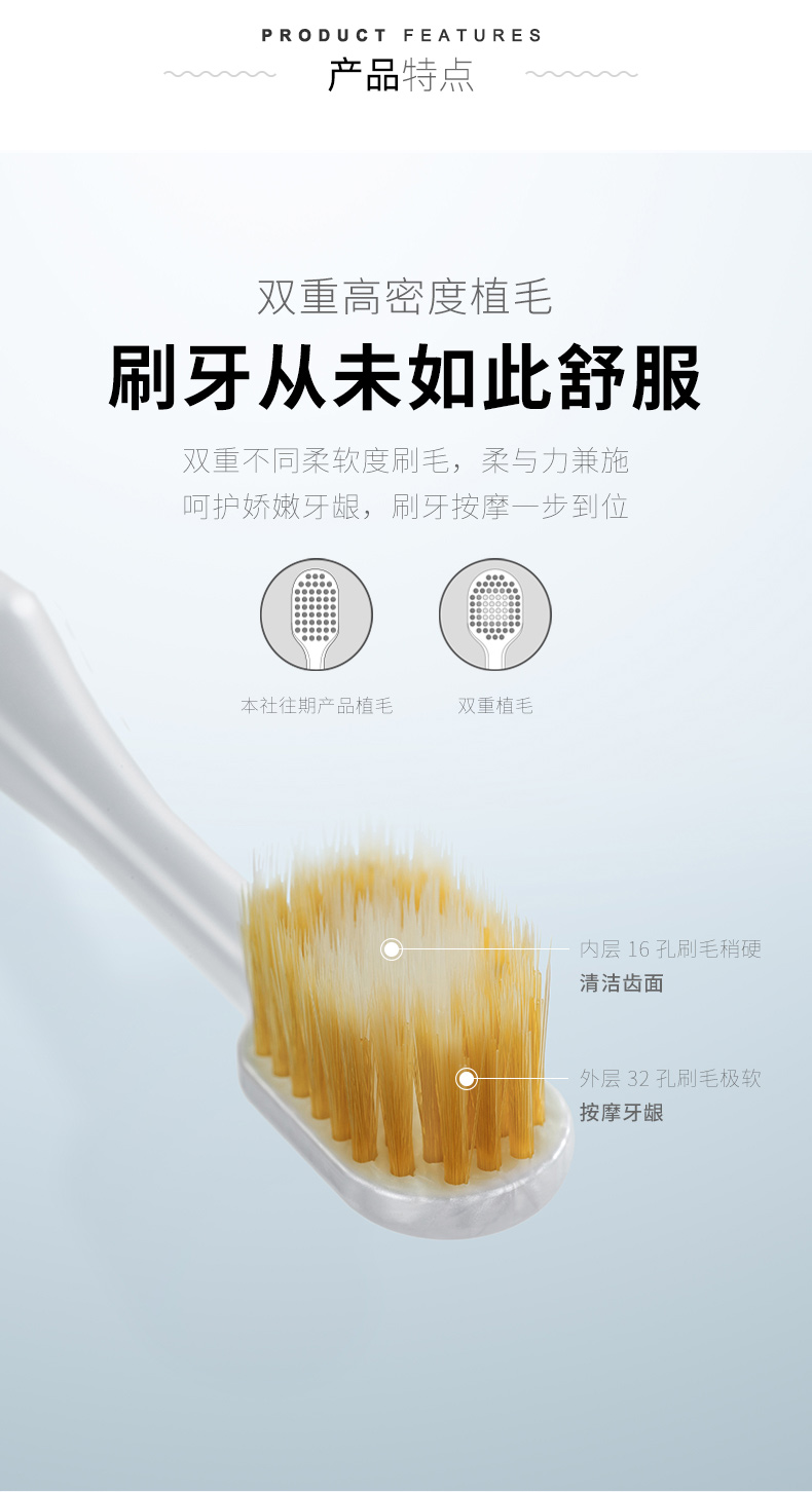 网评最好用 日本 惠百施 48孔6列超软毛 棉花口感大头牙刷 4支装 图4
