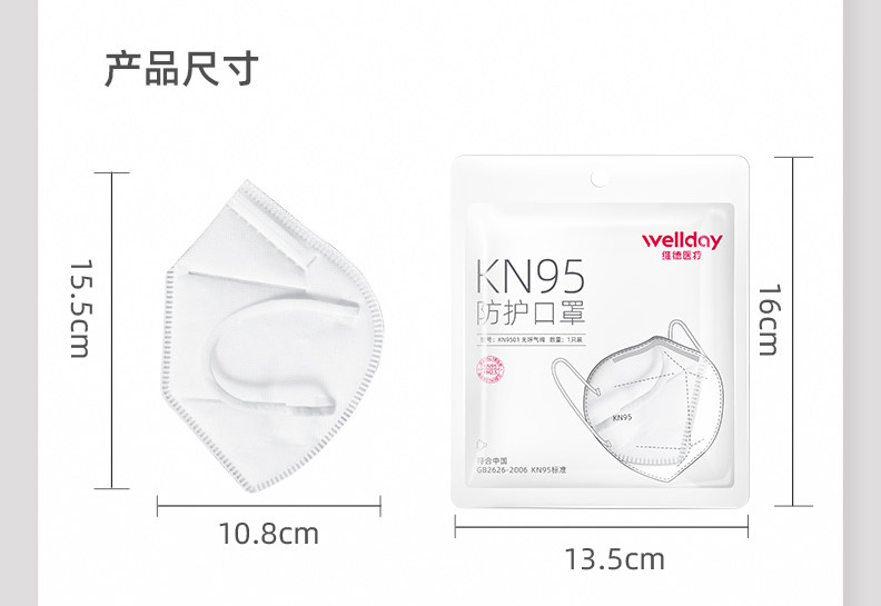 阿里健康大药房 维德 kn95口罩 3只 5层过滤2层熔喷 图11