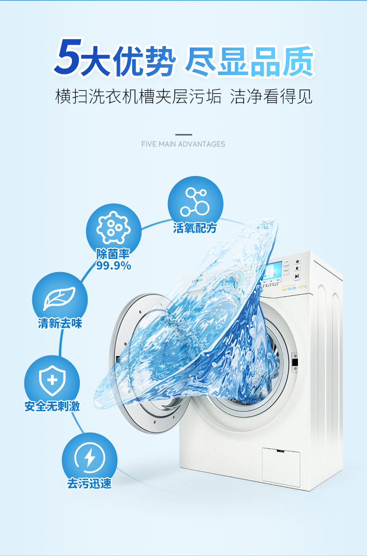 nước tẩy trắng nhà tắm 菊 精 Chất tẩy rửa kháng khuẩn hấp thụ oxy Máy giặt bể 375g trống tự động 3 túi chất tẩy rửa máy giặt - Trang chủ nước tẩy sàn nhà vệ sinh