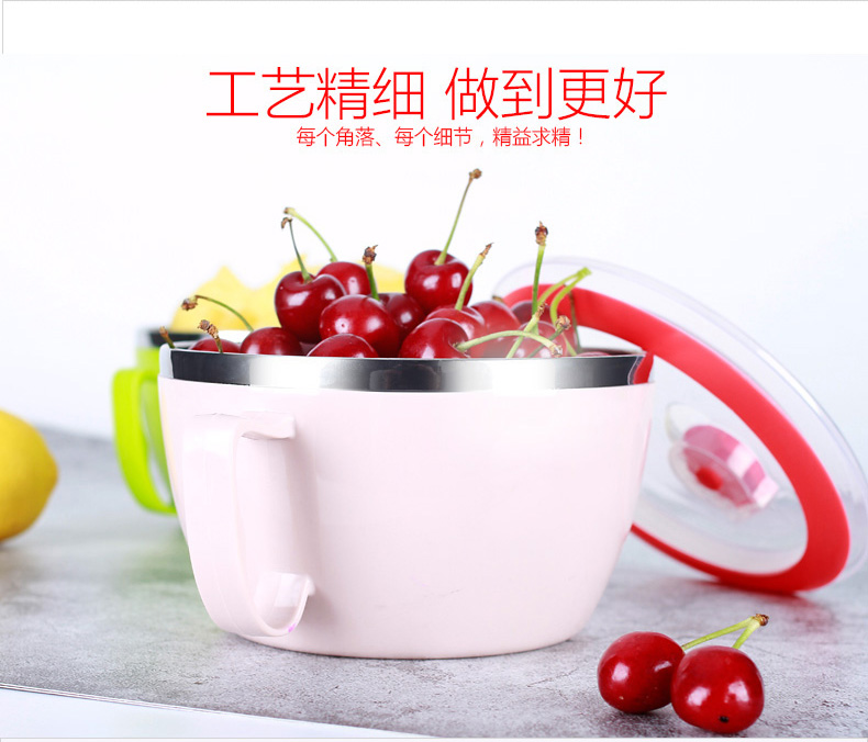 Gen 304 stainless steel, large household mercifully rainbow such as bowl suit sealed with cover noodles glass tableware li riceses leave