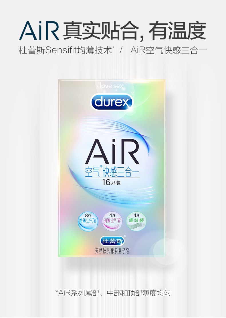 神价格 杜蕾斯 AiR空气快感三合一避孕套 比冈本003更薄更润 图4