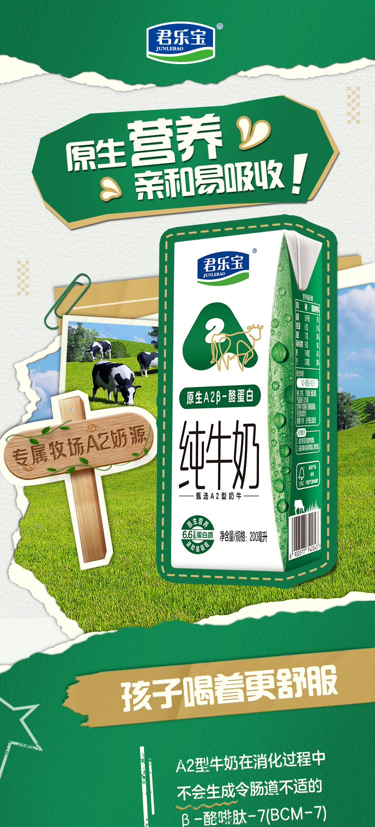 安享好物 安享B级纯奶-君乐宝A2纯牛奶 国标 