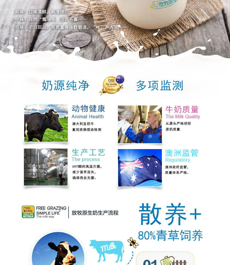 天猫超市 澳洲进口 放牧原生脱脂纯牛奶 1L*12盒 图7