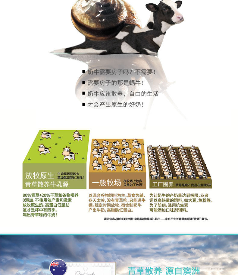 澳大利亚进口 放牧原生 全脂牛奶 1L*12盒 图3