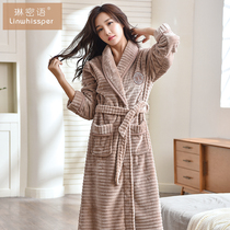 Nightgown women winter padded length coral velvet large size bathrobe bathrobe winter warm flannel Japanese home wear