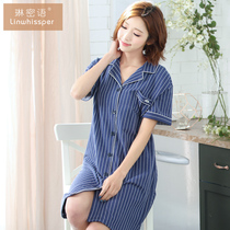 Shirt Nightdress Women Cotton Summer Thin Short Sleeve Pajamas Plus Size Sweet Loose Women Cotton Home Clothes