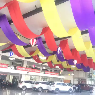 Car 4s shop exhibition hall layout decoration hanging ceiling cloth mantle shopping mall beautiful Chen hanging ceiling ceiling ceiling cloth silk ribbon