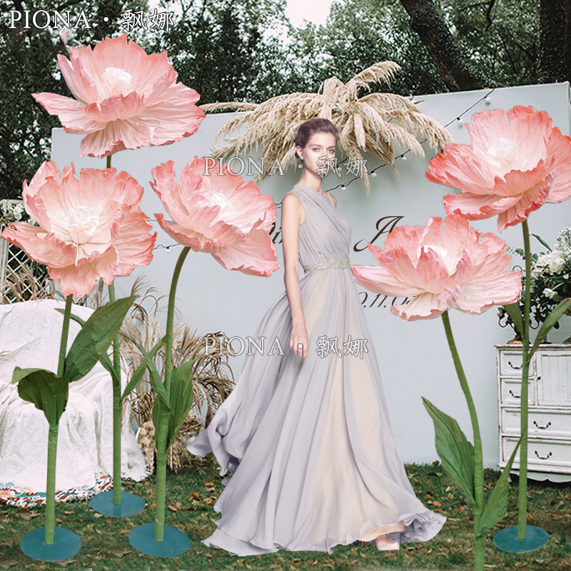 Paper wedding celebration large-scale event live decoration arrangement shoproom window, beautiful stereo paper flower finished