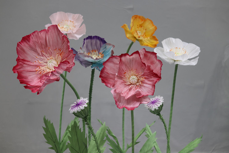 Wedding props poppies wedding stage background layout dyed paper hand-kneading paper art flower decoration props