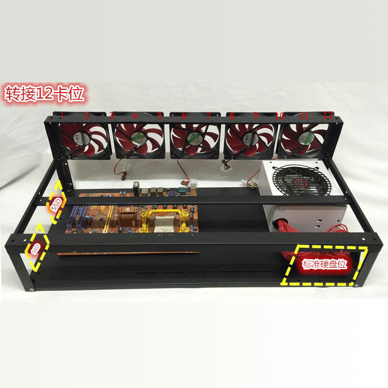 8-Card Studio Bracket Graphics Card Rack 12GPU Overlay ETHETCZEC Ethernet Open Chassis Rack