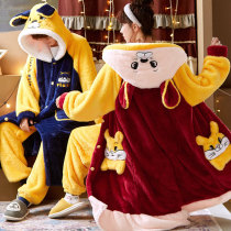 Coral Suede Mens Sleeping Clothes Autumn Winter Couples Home Clothes 2021 New Female Flannel Sleeping Robe Duozodiac