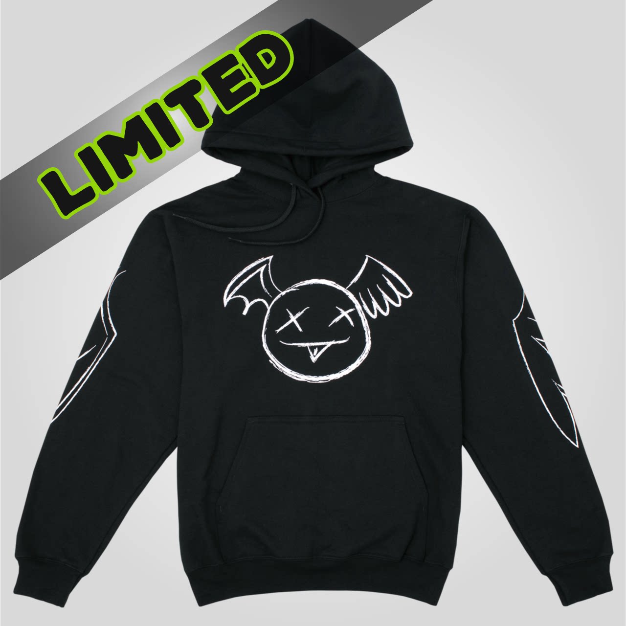 (Spot second hair) Dream black and white smile print hooded boys and girls pullover casual top coat