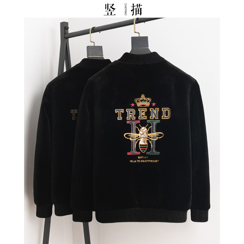 Goat cut suede jacket male embroidered wool fur fur coat fur integrated trend genuine leather leather jacket