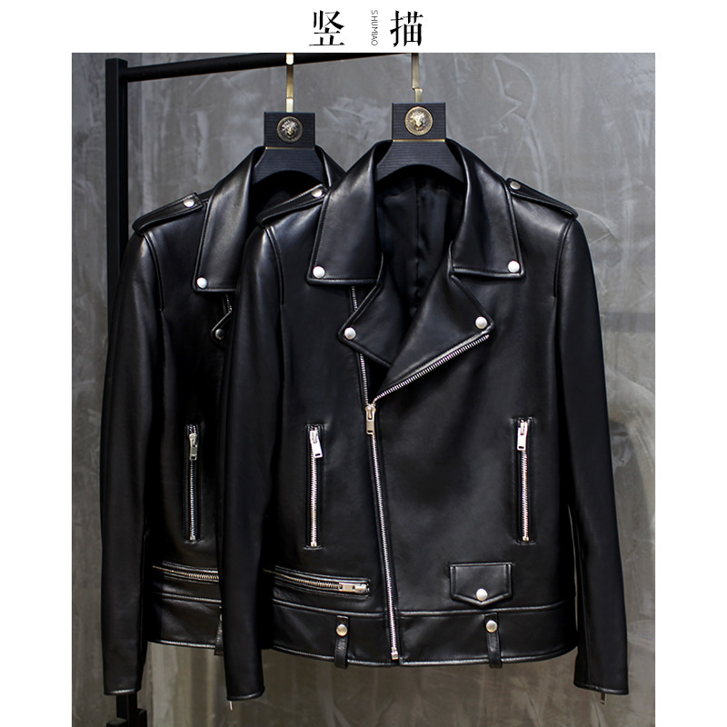 2021 new SLP leather leather jacket men's coat A- Class sheep leather star with cotton machine jacket tide