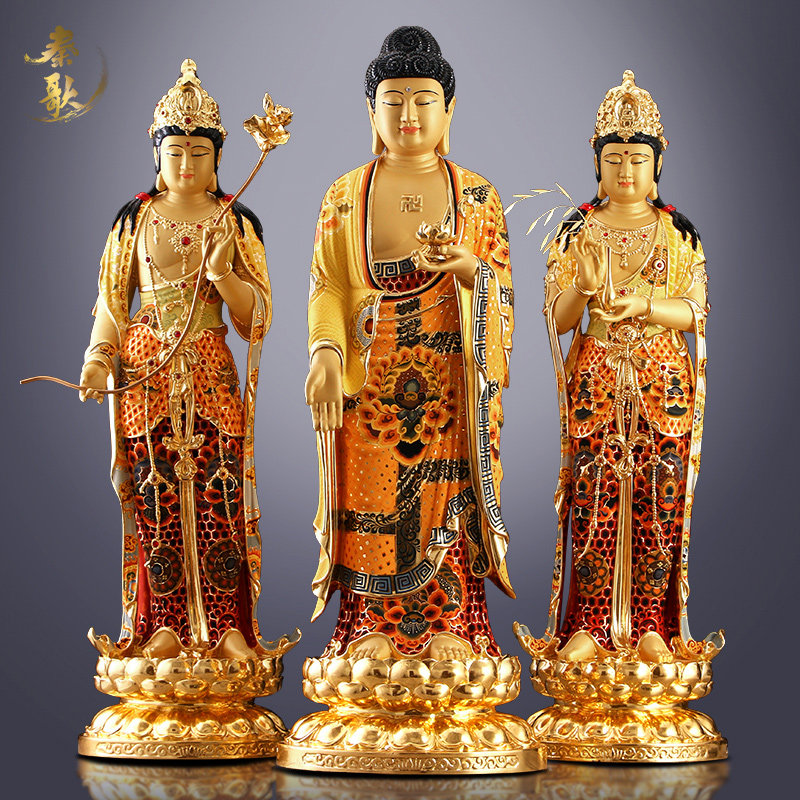 The Qin singer's work painted the western Sankt Buddha statue of the Buddha statue of the Buddha statue of the Buddha statue Guanyin like a pure bronze pendulum