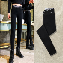 Plus velvet padded leggings women wear autumn and winter 2021 New High waist slim black tight small foot cotton pants