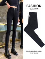 Black leggings women wear autumn and winter plus velvet 2021 spring new high waist slim all small feet pencil long pants
