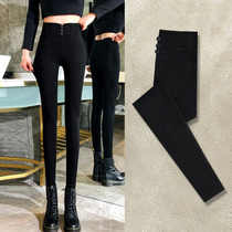 Black leggings women wear spring and autumn winter plus velvet 2021 New High waist slim little feet magic pencil black pants