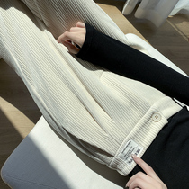 Chenille Broadlegged Pants Woman Autumn Winter Plus Suede Loose Straight Drum Suede Casual Pants High Waist Pituitary Light Core Suede Pants