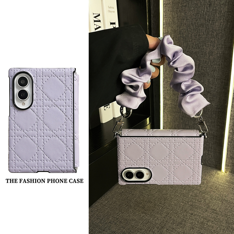 Lightly Adjusted, Elegant Girly Light Purple Leather Quilted Pleated Hand Strap Suitable for Samsung Z Fold 8/Galaxy Z Fold 8 Phone Case, New Niche Folding Screen Flip Cover Anti-Drop Shell Lightly Adjusted, Elegant Girly Light Purple Leather Quilted Pleated Hand Strap Suitable for Samsung Z Fold 8/Galaxy Z Fold 8 Phone Case, New Niche Folding Screen Flip Cover Anti-Drop Shell