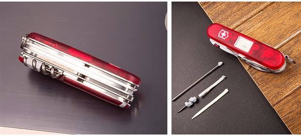 Victorinox Swiss Army Knife LED Light 91mm Màu đỏ trong suốt Du lịch đa chức năng Bộ du lịch Phiên bản nâng cao dao xep