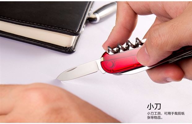 Victorinox Swiss Army Knife LED Light 91mm Màu đỏ trong suốt Du lịch đa chức năng Bộ du lịch Phiên bản nâng cao dao xep
