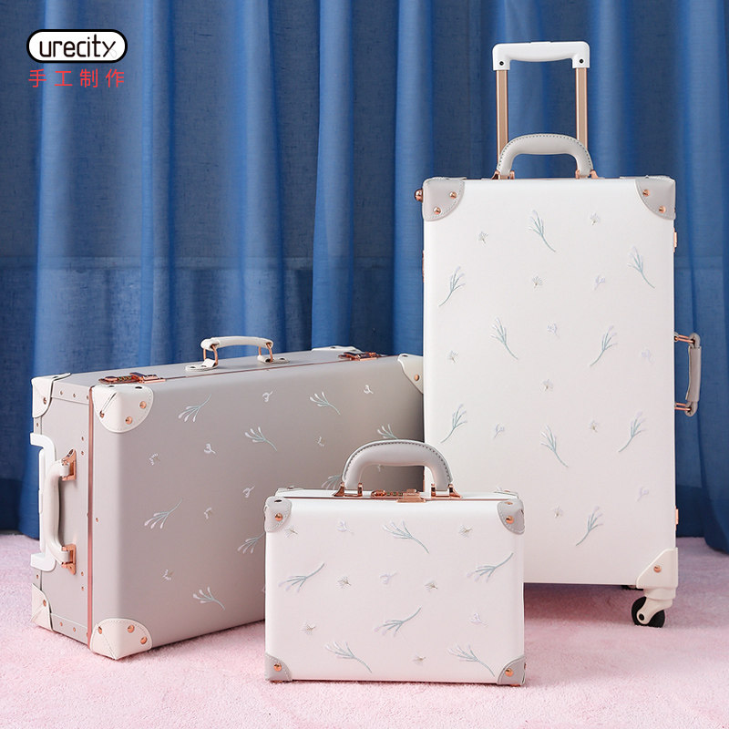 urrecity artisanal suitcase women ins nets red tides suitcase small frescoed leather case pull-lever case high face value case