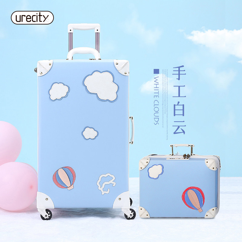 urrecity artisanal suitcase leather case pull-lever case female student cute female cartoon suitcase 20 inch case