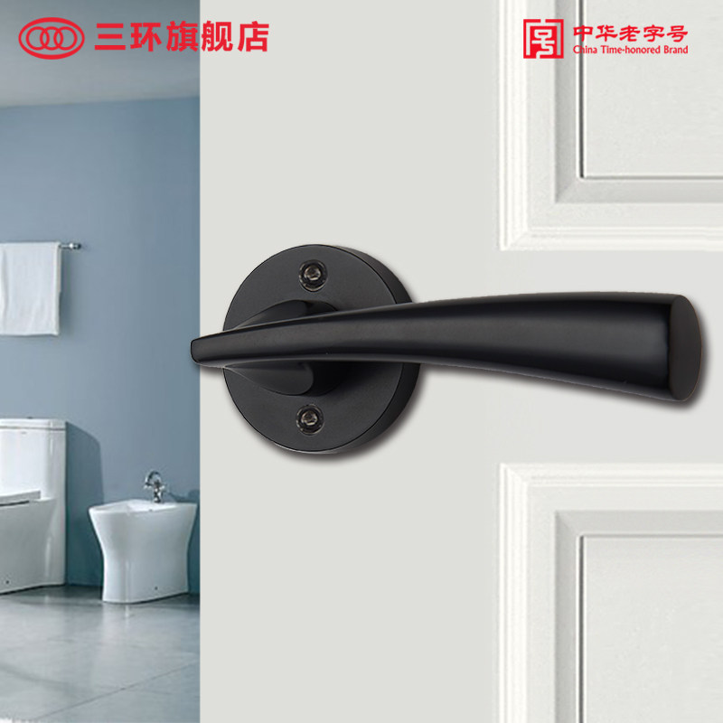 Three-ring make-up room door lock bathroom bathroom channel lock single lock tongue no-key toilet handle universal F108