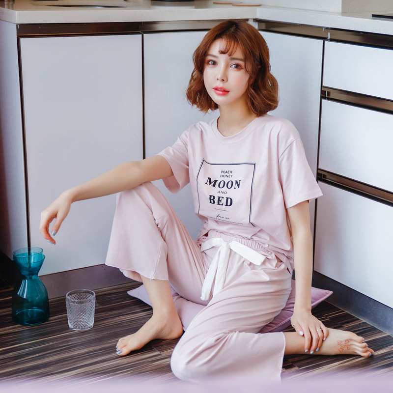 Cotton ngắn tay ngực pad nightdress nữ mùa hè miễn phí áo ngực phần mỏng cotton lỏng đồ ngủ nhà ăn mặc có thể được đeo