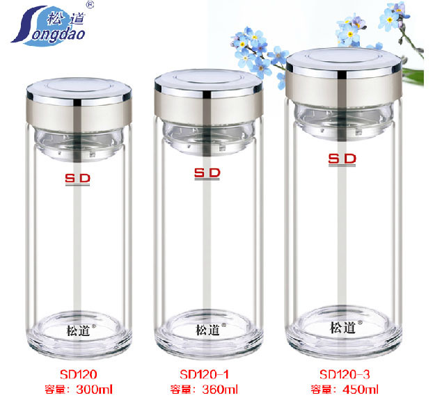 Matsuo glass-cup double insulation with lid water crystal cup mug for men and women transparent tea cup