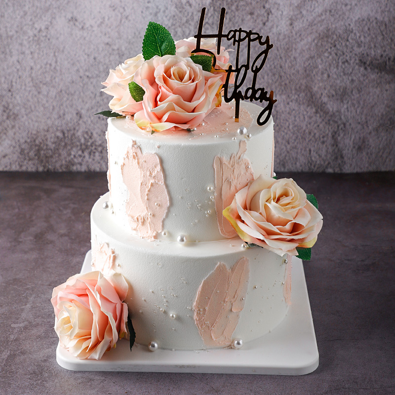 Double layer flower cake model simulation 2022 new net red plastic fake cake sample