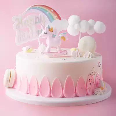 Pink pony unicorn birthday cake model simulation 2019 new plastic fake cake sample t136