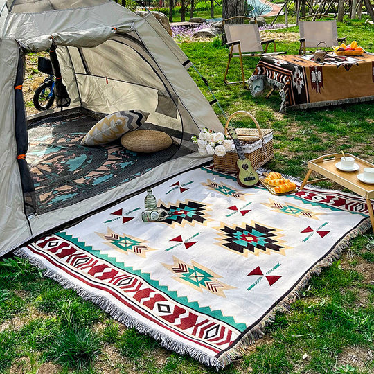 Camping blanket, ethnic style tablecloth, tent carpet, outdoor picnic blanket, sofa towel, multifunctional sofa blanket